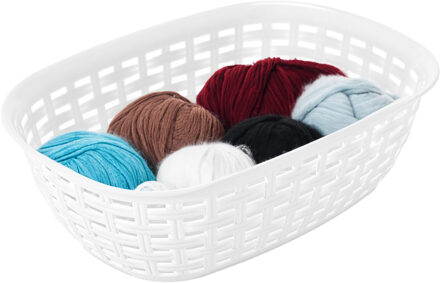 Hega hogar Opbergmandje/kastmandje - wit - 2 liter - kunststof - 18 x 25 x 7 cm - kleine bakjes