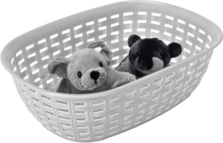 Hega hogar Opbergmandje/kastmandje - zilvergrijs - 2 liter - kunststof - 18 x 25 x 7 cm - kleine bakjes