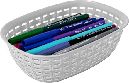 Hega hogar Opbergmandje/kastmandje - zilvergrijs - 3 liter - kunststof - 21 x 30 x 7 cm - kleine bakjes