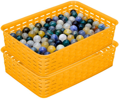 Hega hogar Opbergmandje/ladeverdeler - 2x - geel - 2 liter - kunststof - 17 x 25 x 6 cm - kleine bakjes