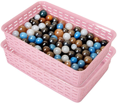 Hega hogar Opbergmandje/ladeverdeler - 2x - roze - 2 liter - kunststof - 17 x 25 x 6 cm - kleine bakjes