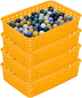 Hega hogar Opbergmandje/ladeverdeler - 4x - geel - 2 liter - kunststof - 17 x 25 x 6 cm - kleine bakjes