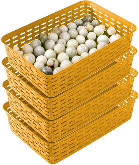 Hega hogar Opbergmandje/ladeverdeler - 4x - okergeel - 2 liter - kunststof - 17 x 25 x 6 cm - kleine bakjes