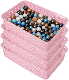 Hega hogar Opbergmandje/ladeverdeler - 4x - roze - 2 liter - kunststof - 17 x 25 x 6 cm - kleine bakjes