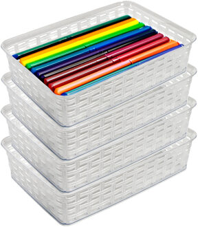 Hega hogar Opbergmandje/ladeverdeler - 4x - transparant - 2 liter - kunststof - 17 x 25 x 6 cm - kleine bakjes