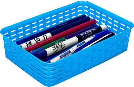 Hega hogar Opbergmandje/ladeverdeler - blauw - 2 liter - kunststof - 17 x 25 x 6 cm - kleine bakjes