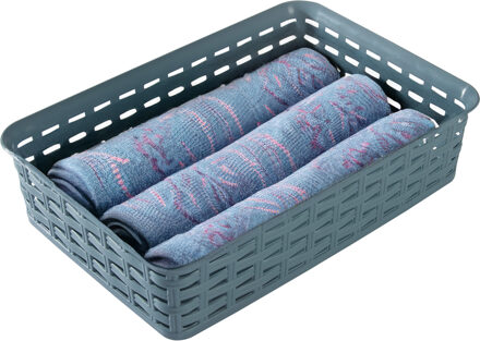 Hega hogar Opbergmandje/ladeverdeler - denin blauw - 2 liter - kunststof - 17 x 25 x 6 cm - kleine bakjes