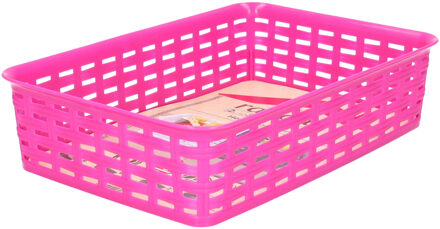 Hega hogar Opbergmandje/ladeverdeler - fuchsia roze - 2 liter - kunststof - 17 x 25 x 6 cm - kleine bakjes