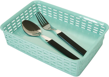 Hega hogar Opbergmandje/ladeverdeler - mintgroen - 2 liter - kunststof - 17 x 25 x 6 cm - kleine bakjes