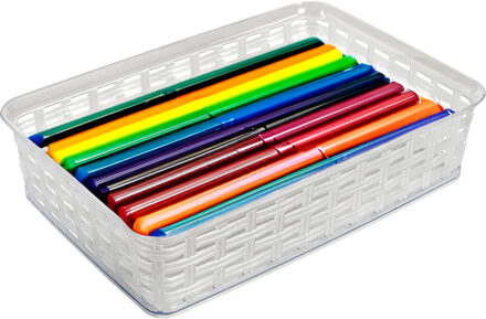 Hega hogar Opbergmandje/ladeverdeler - transparant - 2 liter - kunststof - 17 x 25 x 6 cm - kleine bakjes