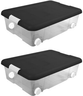 Hega Hogar Opslagbak - 6x - met deksel - 31 liter - 61 x 44 x 17 cm - kunststof