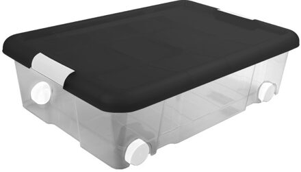 Hega hogar Opslagbak - met deksel - 31 liter - 61 x 44 x 17 cm - kunststof