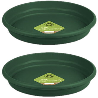 Hega hogar Opvangbord - 2x - groen - kunststof - D29 cm - onderschaal/opvangbord