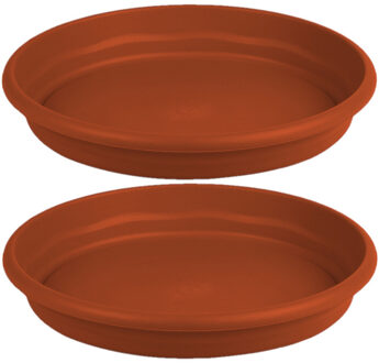 Hega hogar Opvangbord - 2x - terracotta - kunststof - D16 cm - onderschaal/opvangbord