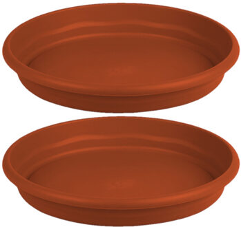 Hega hogar Opvangbord - 2x - terracotta - kunststof - D18 cm - onderschaal/opvangbord