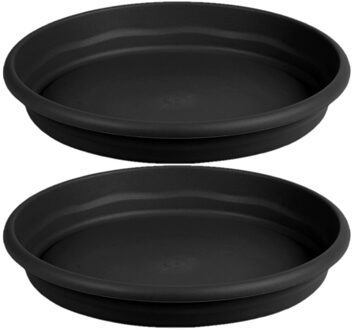 Hega hogar Opvangbord - 2x - zwart - kunststof - D29 cm - onderschaal/opvangbord