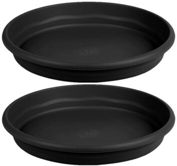 Hega hogar Opvangbord - 3x - zwart - kunststof - D16 cm - onderschaal/opvangbord