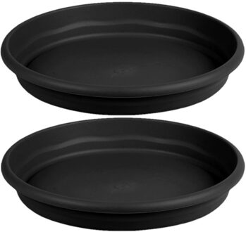 Hega hogar Opvangbord - 4x - zwart - kunststof - D18 cm - onderschaal/opvangbord