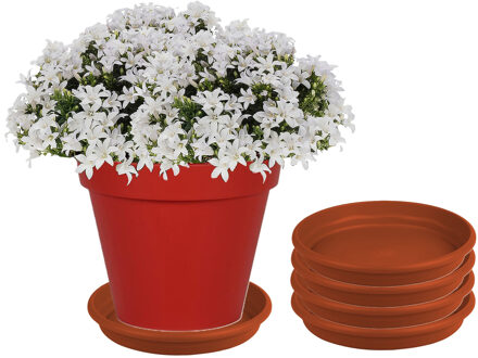 Hega hogar Opvangbord - 5x - terracotta - kunststof - D35 cm - onderschaal/opvangbord