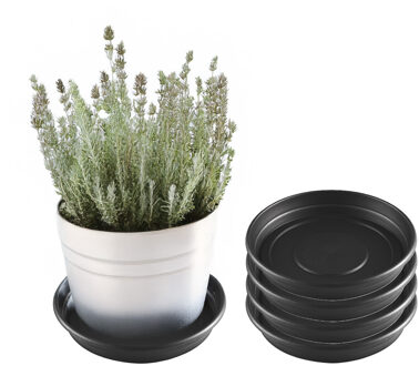 Hega hogar Planten onderschaal - 5x - antraciet - 43 cm - kunststof - bloempotonderzetter - plantenschaal