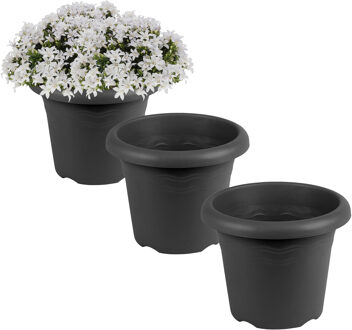 Hega hogar Plantenbak - 5x - antraciet - kunststof - D14 x H11 cm