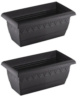 Hega hogar Plantenbak - 5x - antraciet - rechthoek - kunststof - 40 x 20 cm