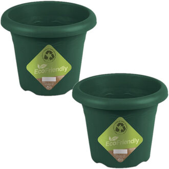 Hega hogar Plantenbak - 5x stuks - donkergroen - kunststof - D16 x H12 cm