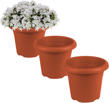 Hega hogar Plantenbak - 5x - Terra cotta - kunststof - D22 x H17,5 cm