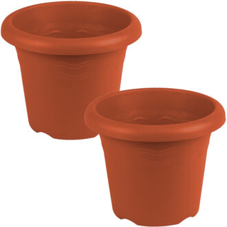 Hega hogar Plantenbak - 6x stuks - Terra cotta - kunststof - D22 x H17,5 cm