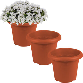 Hega hogar Plantenbak - 6x - Terra cotta - kunststof - D14 x H11 cm