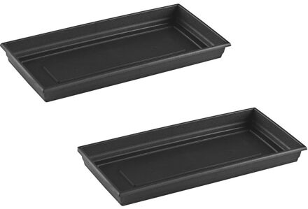 Hega hogar plantenpot/bak opvangschaal - Set van 2x stuks - antraciet - 47 x 17 cm - onderschaal