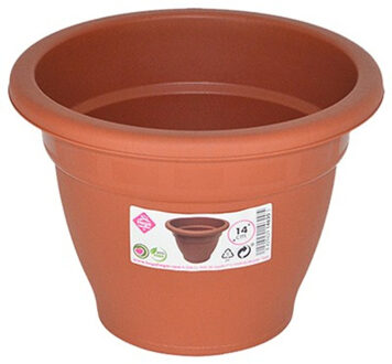 Hega hogar Plantenpot/bloempot - D14 cm - terra cotta kleur - rond - kunststof