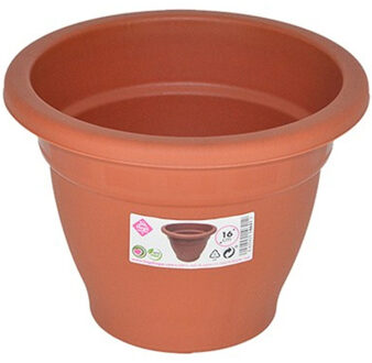 Hega hogar Plantenpot/bloempot - D16 cm - terra cotta kleur - rond - kunststof