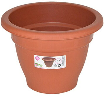 Hega hogar Plantenpot/bloempot - D18 cm - terra cotta kleur - rond - kunststof