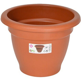 Hega hogar Plantenpot/bloempot - terra cotta - 20 cm - kunststof - Plantenpotten Bruin