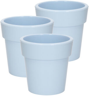 Hega hogar Plantenpot - Set van 3x stuks - lichtblauw - kunststof - 25 x 25 cm - binnen/buiten