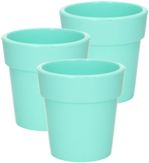 Hega hogar Plantenpot - Set van 3x stuks - pastel groen - kunststof - 25 x 25 cm - binnen/buiten