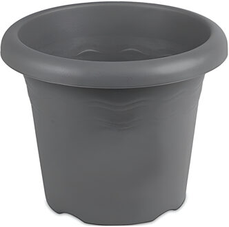 Hega hogar Rond grijs plantenbakje/bloemenbakje/bloempotje Flori 18 cm kunststof/plastic - Plantenpotten