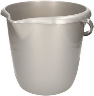 Hega hogar Schoonmaak/huishoud emmer - 2x - zilvergrijs - 10 liter - Dia 28 cm en Hoogte 26 cm - kunststof