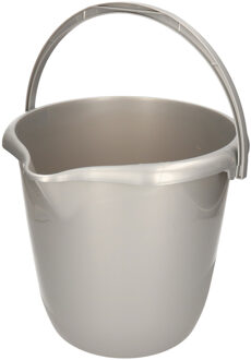 Hega hogar Schoonmaak/huishoud emmer - zilvergrijs - 10 liter - Dia 28 cm en Hoogte 26 cm - kunststof