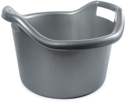 Hega hogar Schoonmaakemmer - 14 liter - zilver - kunststof - afwasteil met handvatten - 41 x 24 cm