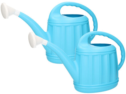 Hega hogar Set van 2x stuks tuinplanten gieters kunststof licht blauw 5 liter - Gieters