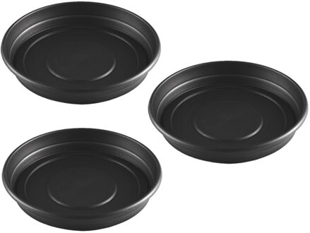 Hega hogar Set van 3x stuks bloempot/plantenpot antraciet grijs onderschaal/opvangbord kunststof diameter 26 cm.