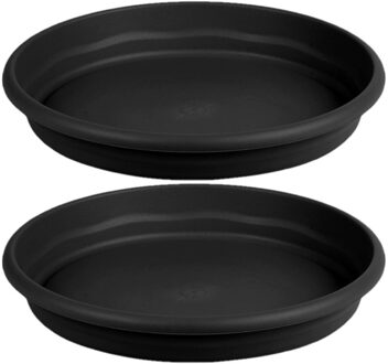 Hega hogar Set van 3x stuks bloempot/plantenpot antraciet grijs onderschaal/opvangbord kunststof diameter 26 cm