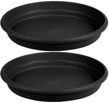 Hega hogar Set van 3x stuks bloempot/plantenpot onderschaal antraciet kunststof diameter 38 cm
