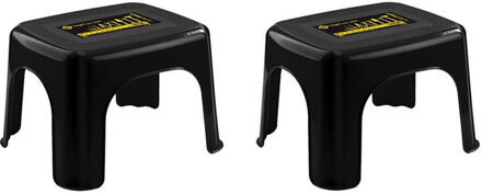 Hega hogar Set van 3x stuks krukje - zwart - 27 x 32 x 21 cm - kunststof - opstapje - anti-slip - toilet/wc ops