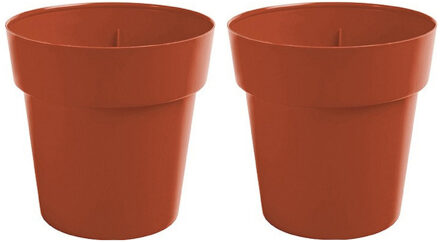 Hega hogar Set van 6x stuks terracotta ronde plantenpot/bloempot Melisa 20 cm kunststof