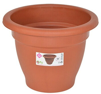 Hega hogar Terra cotta kleur ronde plantenpot/bloempot kunststof diameter 25 cm - Plantenpotten Bruin