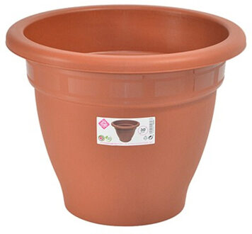 Hega hogar Terra cotta kleur ronde plantenpot/bloempot kunststof diameter 30 cm