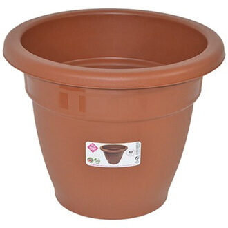 Hega hogar Terra cotta kleur ronde plantenpot/bloempot kunststof diameter 40 cm - Plantenpotten Bruin